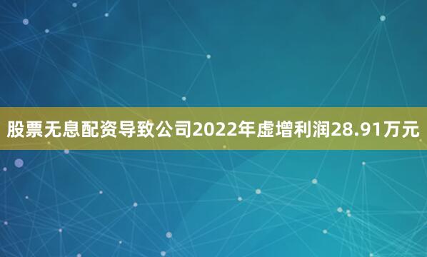 股票无息配资导致公司2022年虚增利润28.91万元
